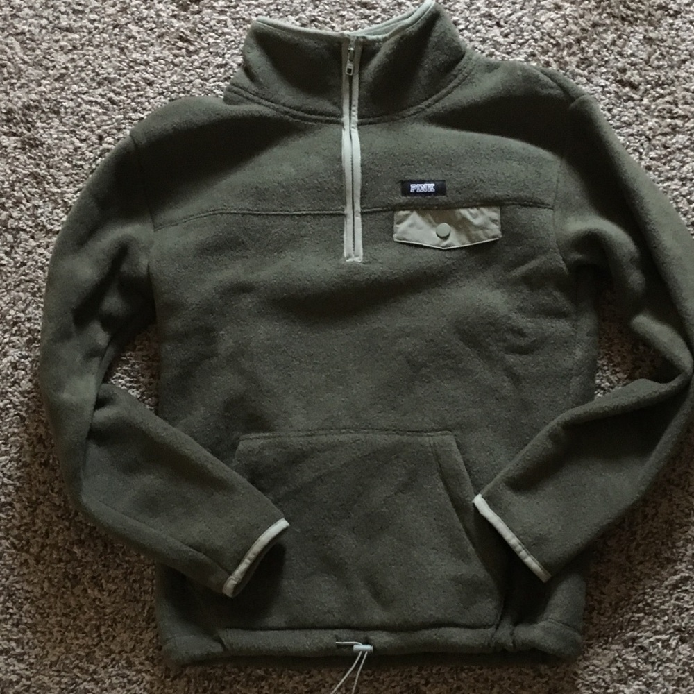 Victoria Secret Pink- olive green fleece jacket